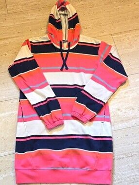 Columbia Burr Trail Fleece Lined Multi-Colored Striped Long Hoodie Pockets Med
